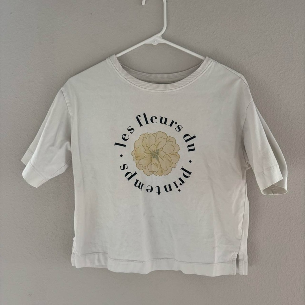 LOFT White Short Sleeve Floral Graphic Tee Medium